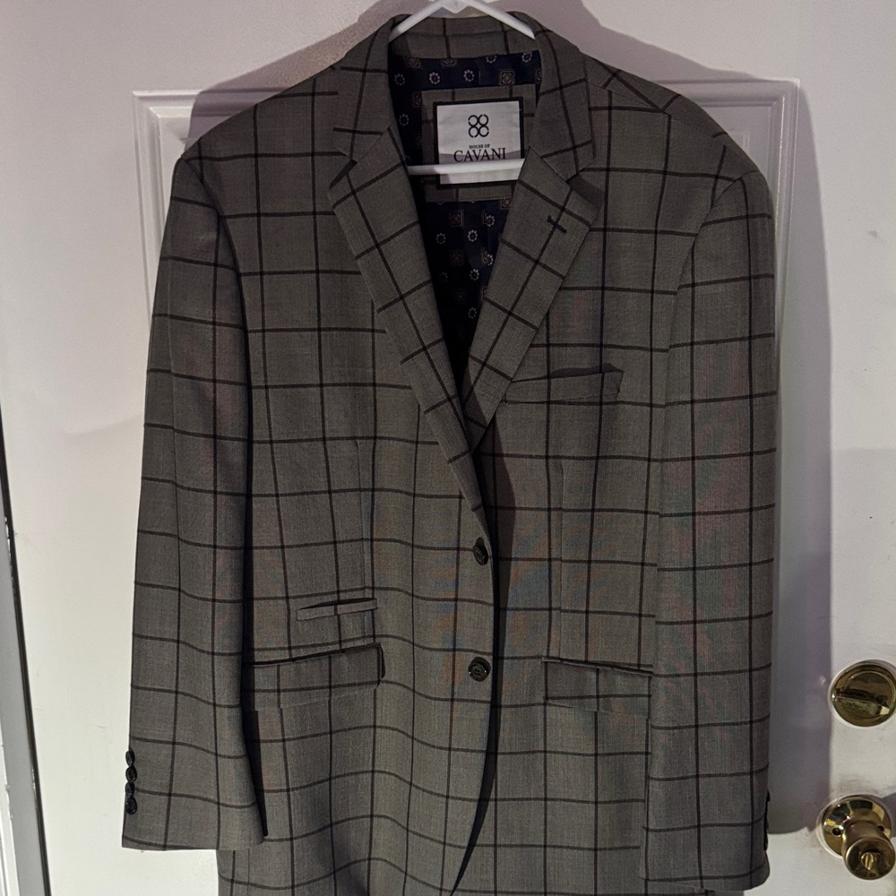 Men's Checkered Blazer - Black and Gray